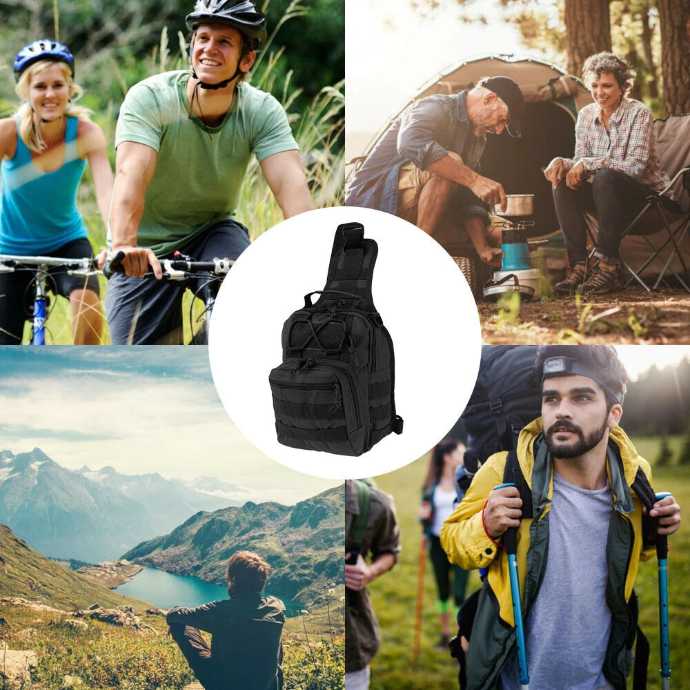 Men's Tactical Sling Shoulder Bag - Molle Travel Chest Pack for Outdoor Hiking