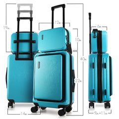 22" Hardside Carry on Luggage 22X14X9 Airline Approved and Expandable Luggage, Front Pocket Luggage Set Spinner Suitcase Set, Teal