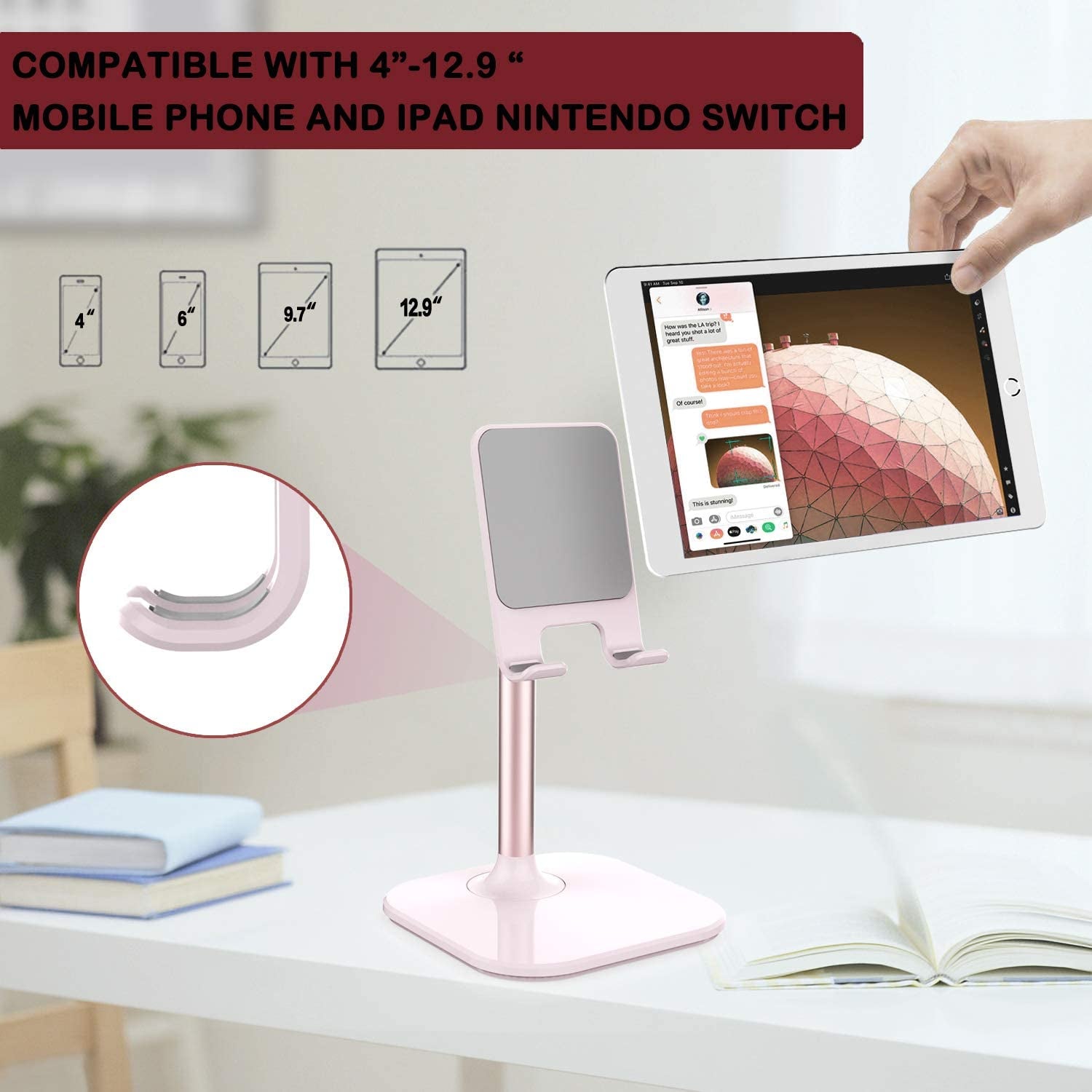Phone Stand for Desk – Compatible with iPhone, Tablets & All Phones
