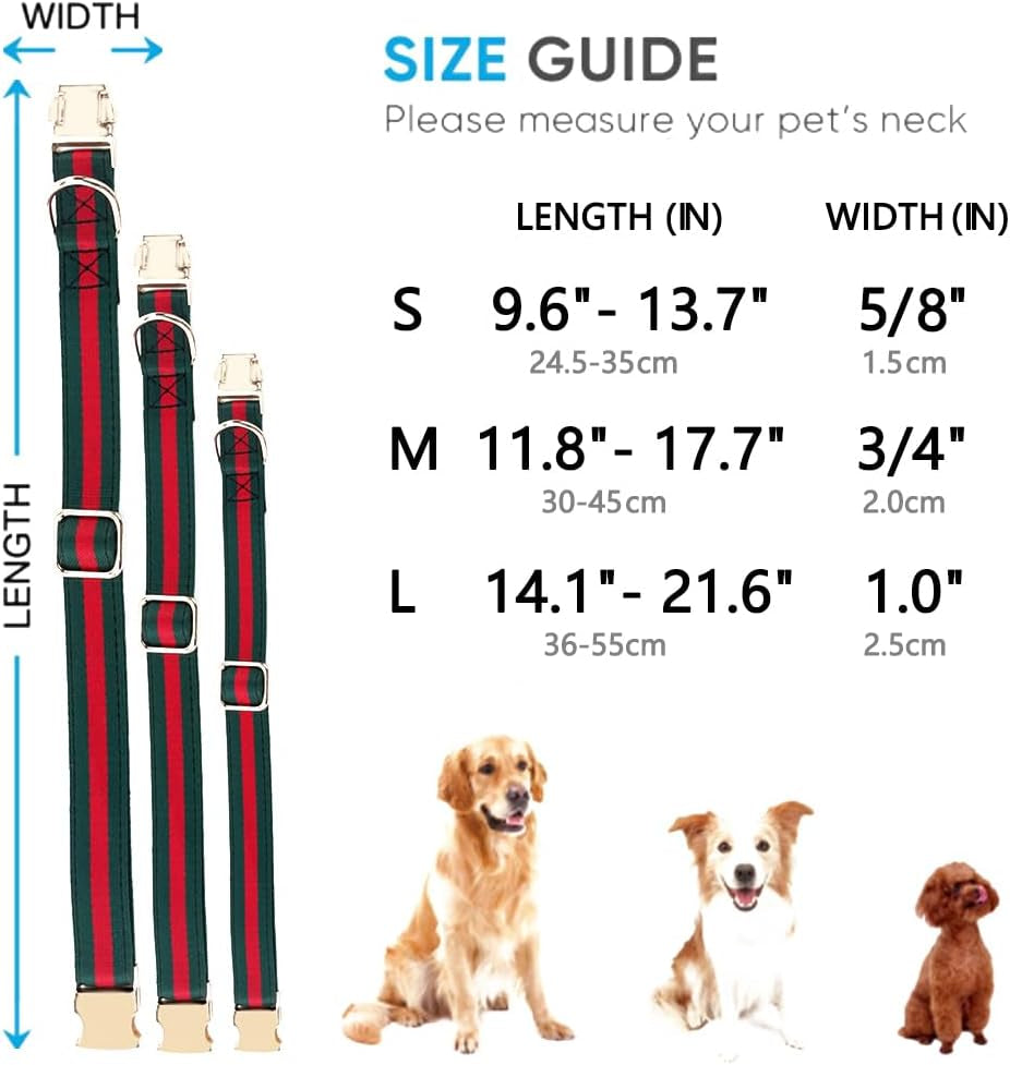 Premium Dog Collar, Cute Dog Collars Luxury Style, Durable Pet Collars with Metal Buckle Safety for Puppy Small Dogs