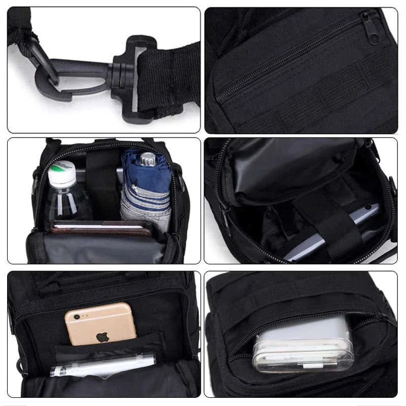 Men's Tactical Sling Shoulder Bag - Molle Travel Chest Pack for Outdoor Hiking