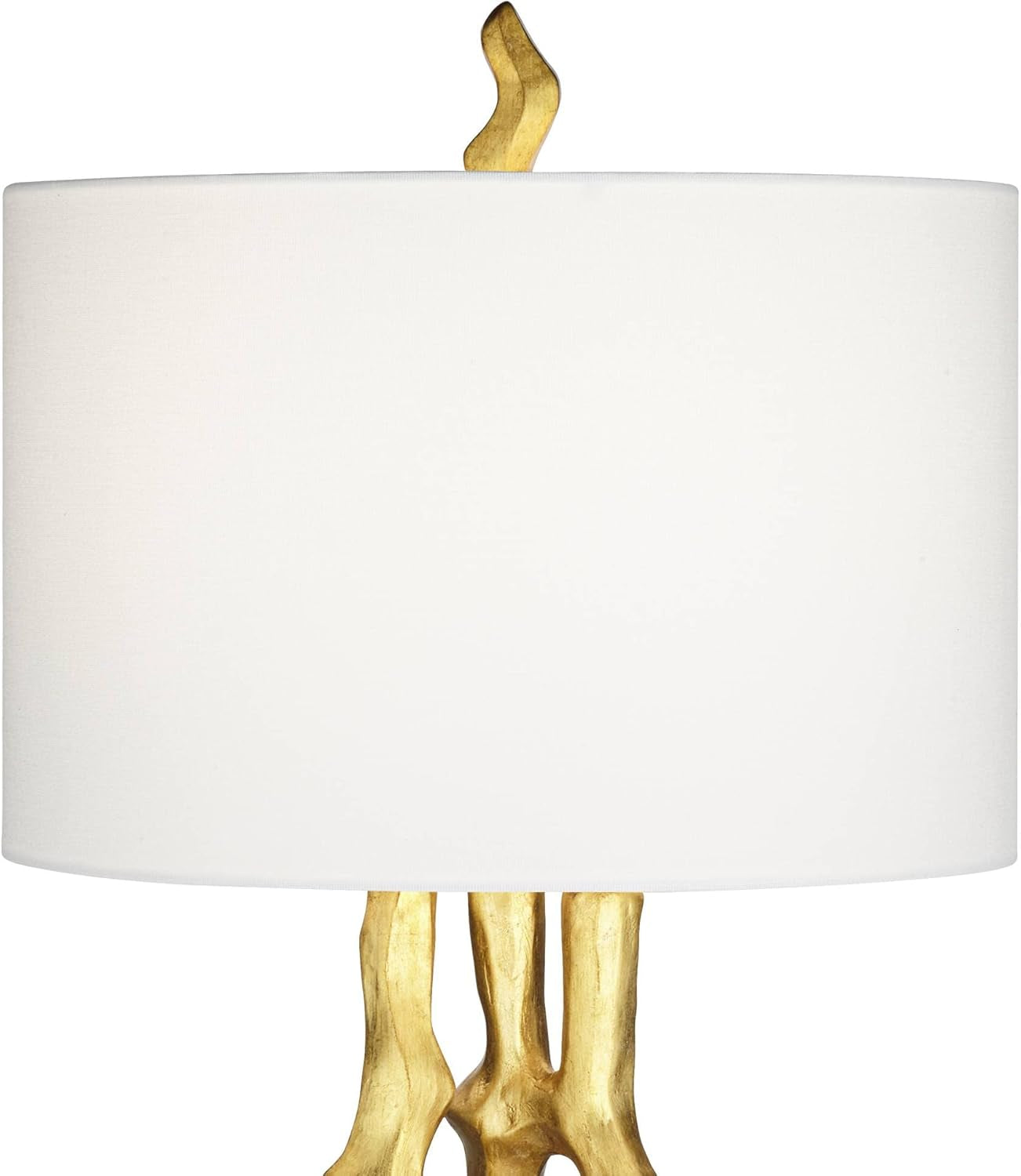 Organic Sculpture 29" Tall Modern Glam Luxury End Table Lamp Gold Finish Single Fabric White Shade Living Room Bedroom Bedside Nightstand House Office Home Reading Kitchen