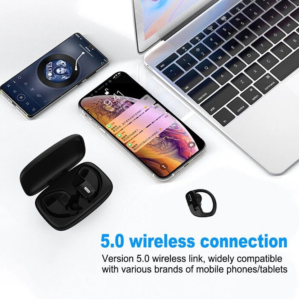 Wireless Stereo Earbuds with Ear Hooks - Bluetooth TWS 5.0 Headset