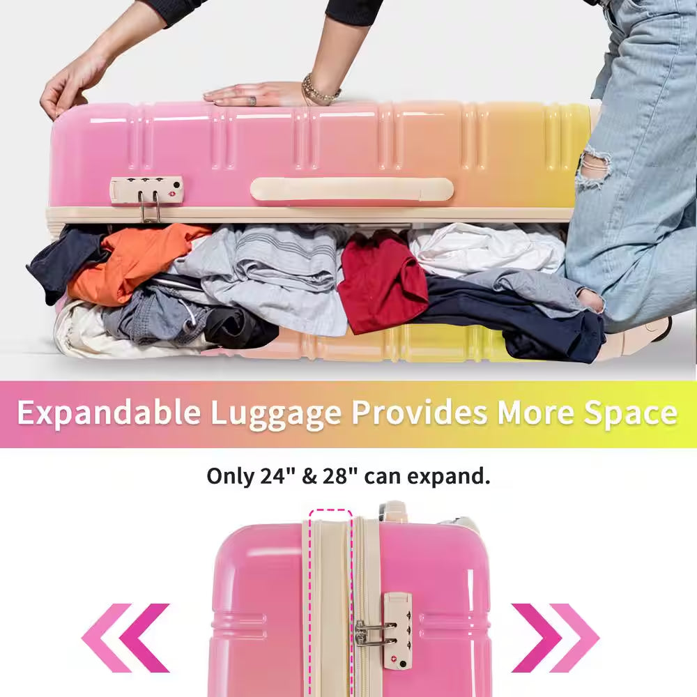 3-Piece Multicolor Pink Hardside Spinner Luggage Set with TSA Lock (20/24/28 In.)