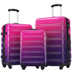3-Piece Purple and Pink Gradient Hardside Spinner Luggage Set with TSA Lock (20/24/28 Inch)