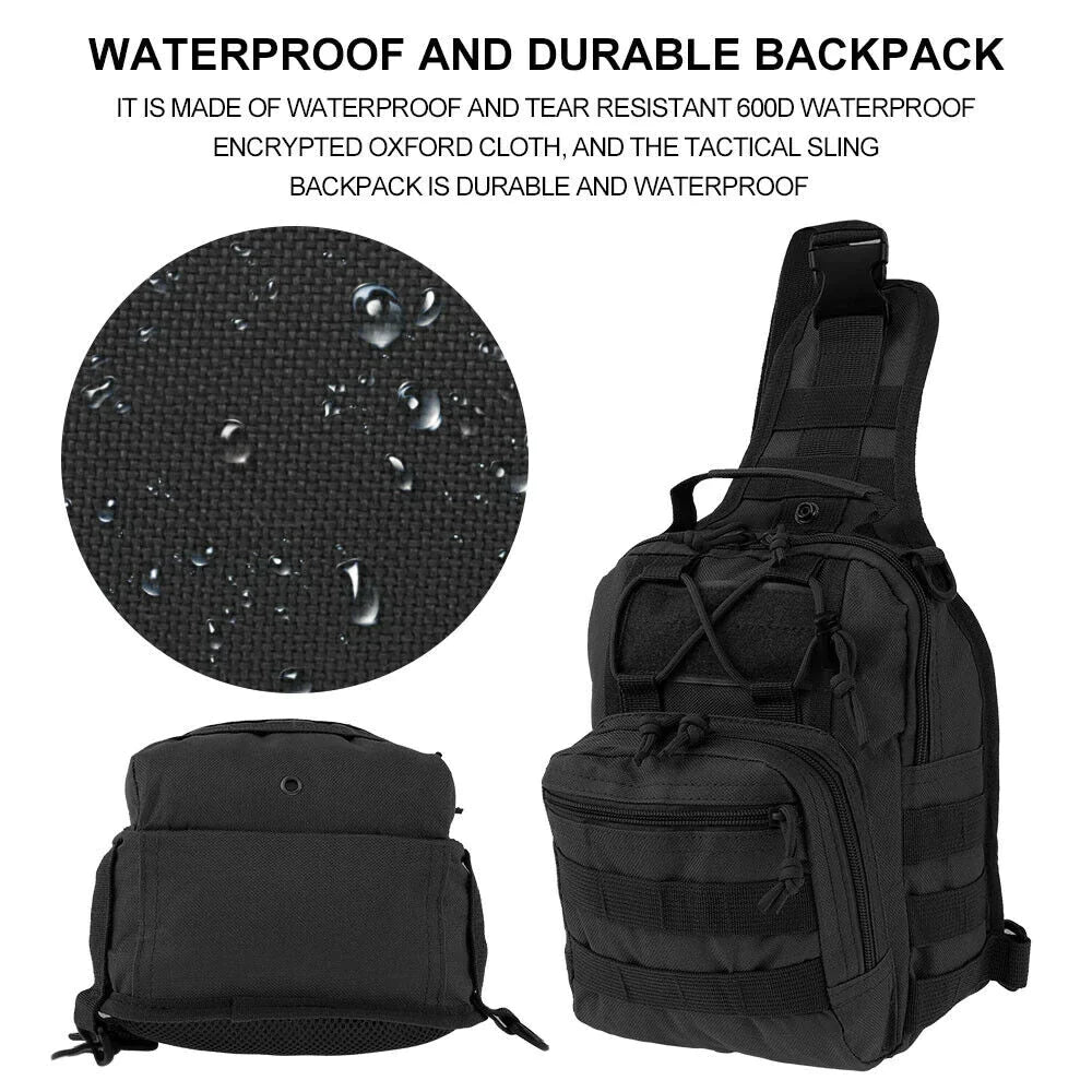 Men's Tactical Sling Shoulder Bag - Molle Travel Chest Pack for Outdoor Hiking