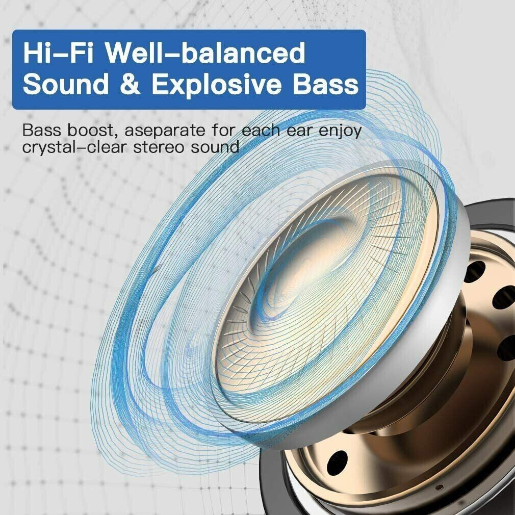 Wireless Stereo Earbuds with Ear Hooks - Bluetooth TWS 5.0 Headset