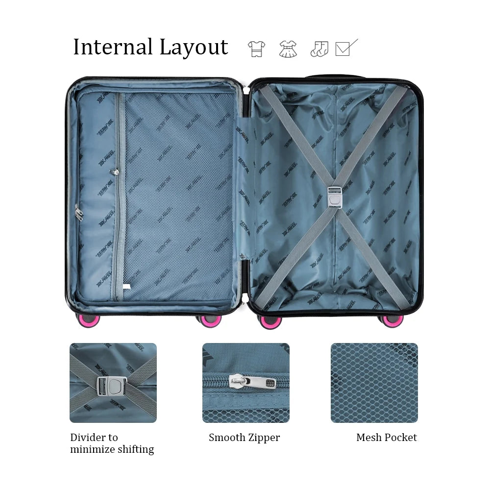 3 Piece Hardside Luggage Set Expandable Suitcase with Spinner Wheels,Lightweight Hardshell Suitcase Set 20In24In28In, Pink, SQ249