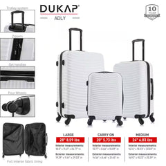 Adly Lightweight Hardside Spinner White 3-Piece Luggage Set 20 In. X 24 In. X 28 In.