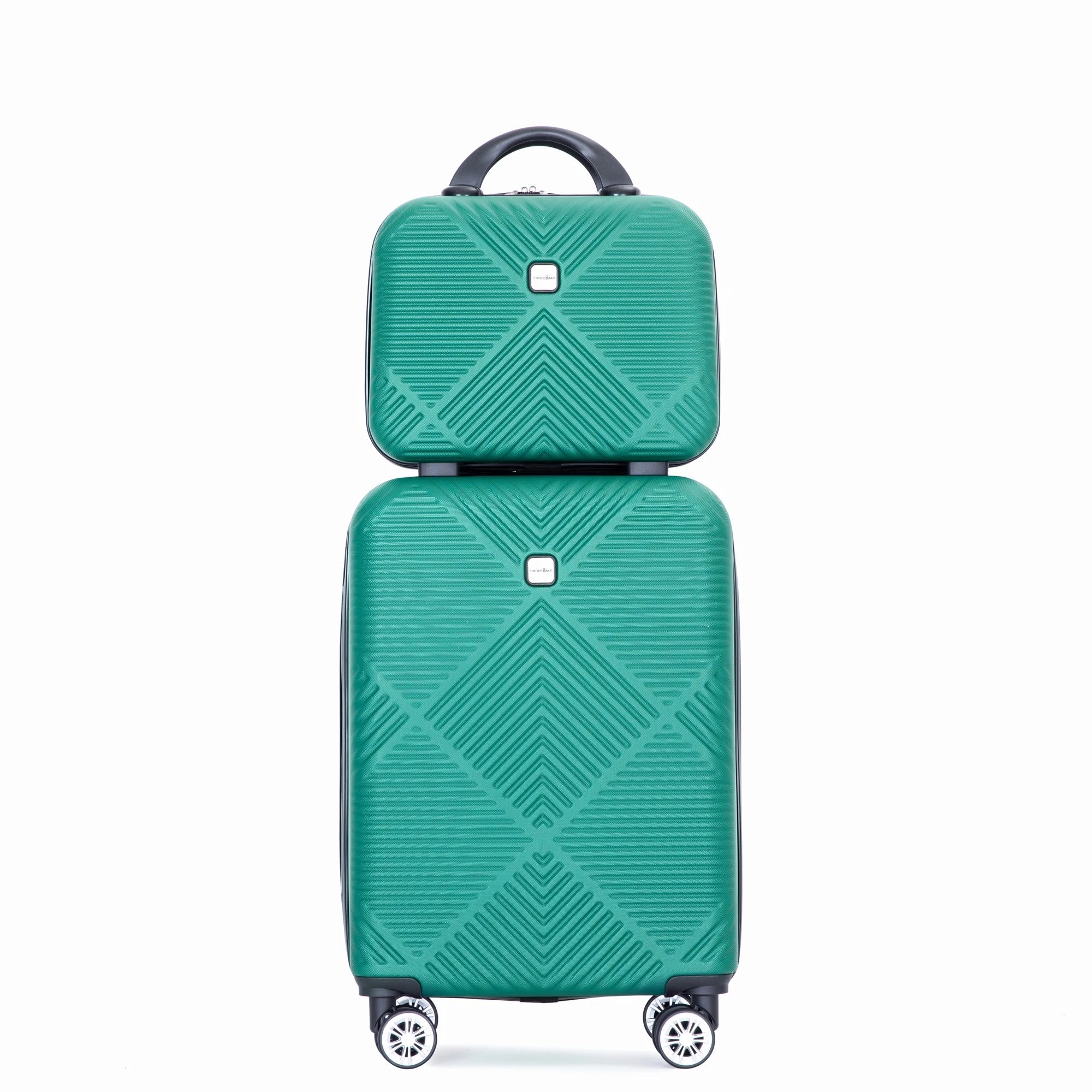 Luggage Sets 4 Piece Suitcase Set (14/20/24/28)Hardside Suitcase with Spinner Wheels Lightweight Carry on Luggage(Dark Green)