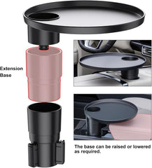 Car Tray 360° Rotating Cup Holder Table Organizer for Car Center Console Car Accessories Compatible with Most Vehicle