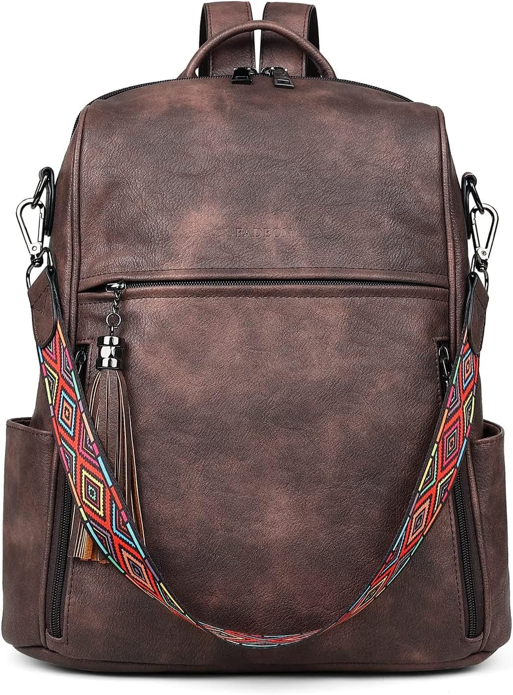 Designer PU Leather Backpack Purse for Women – Fashion Travel Shoulder Bag with Tassel