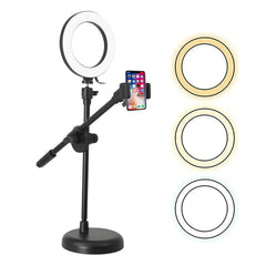 6 Inch Ring Light with Cell Phone Stand Adjustable Ringlight Angle LED Circle Light W Phone Holder