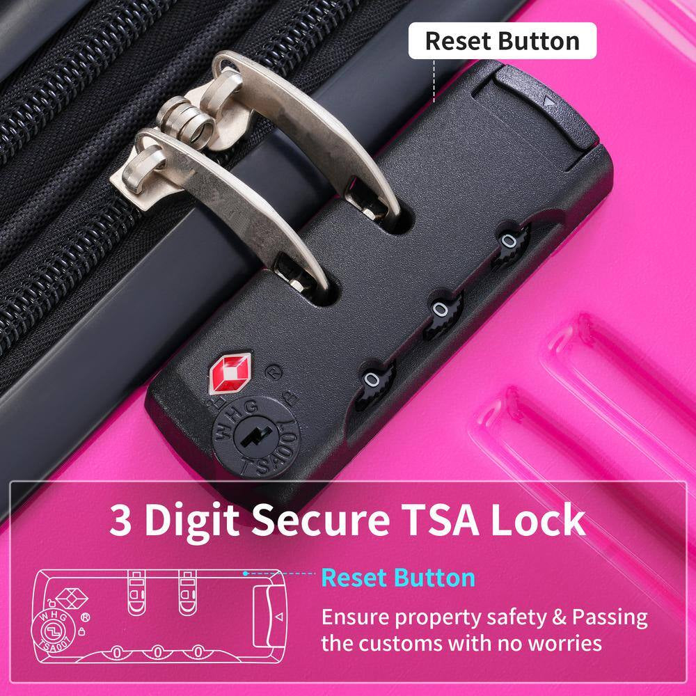 3-Piece Purple and Pink Gradient Hardside Spinner Luggage Set with TSA Lock (20/24/28 Inch)