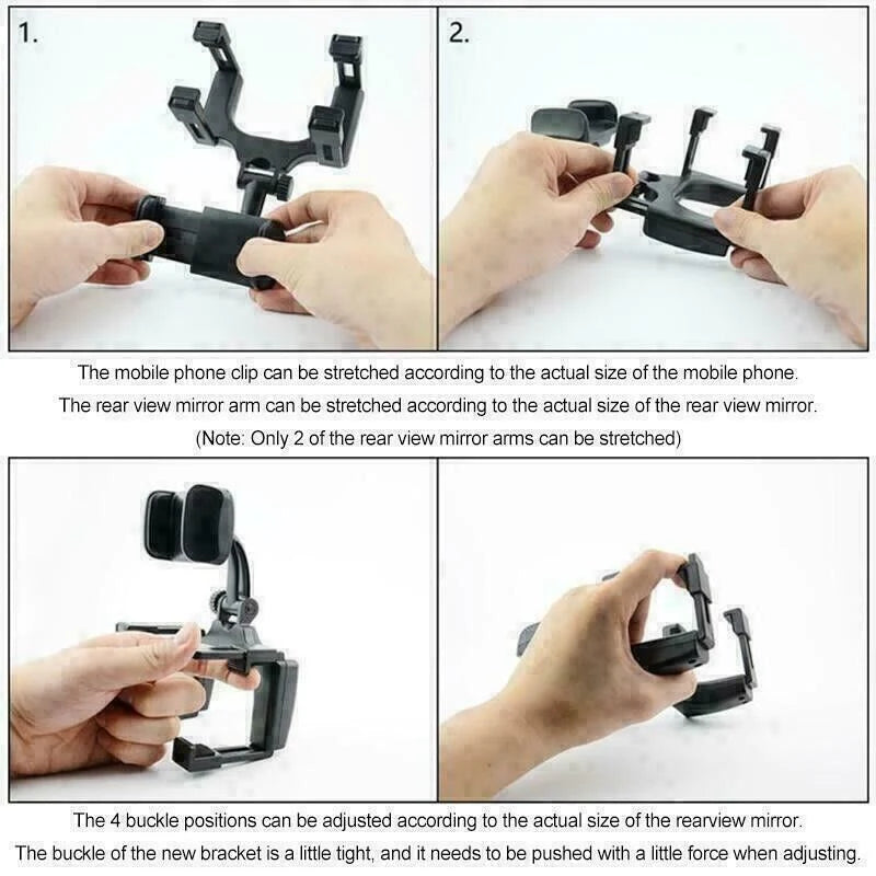 360-Degree Rotating Universal Car Rearview Mirror Mount for GPS and Cell Phones