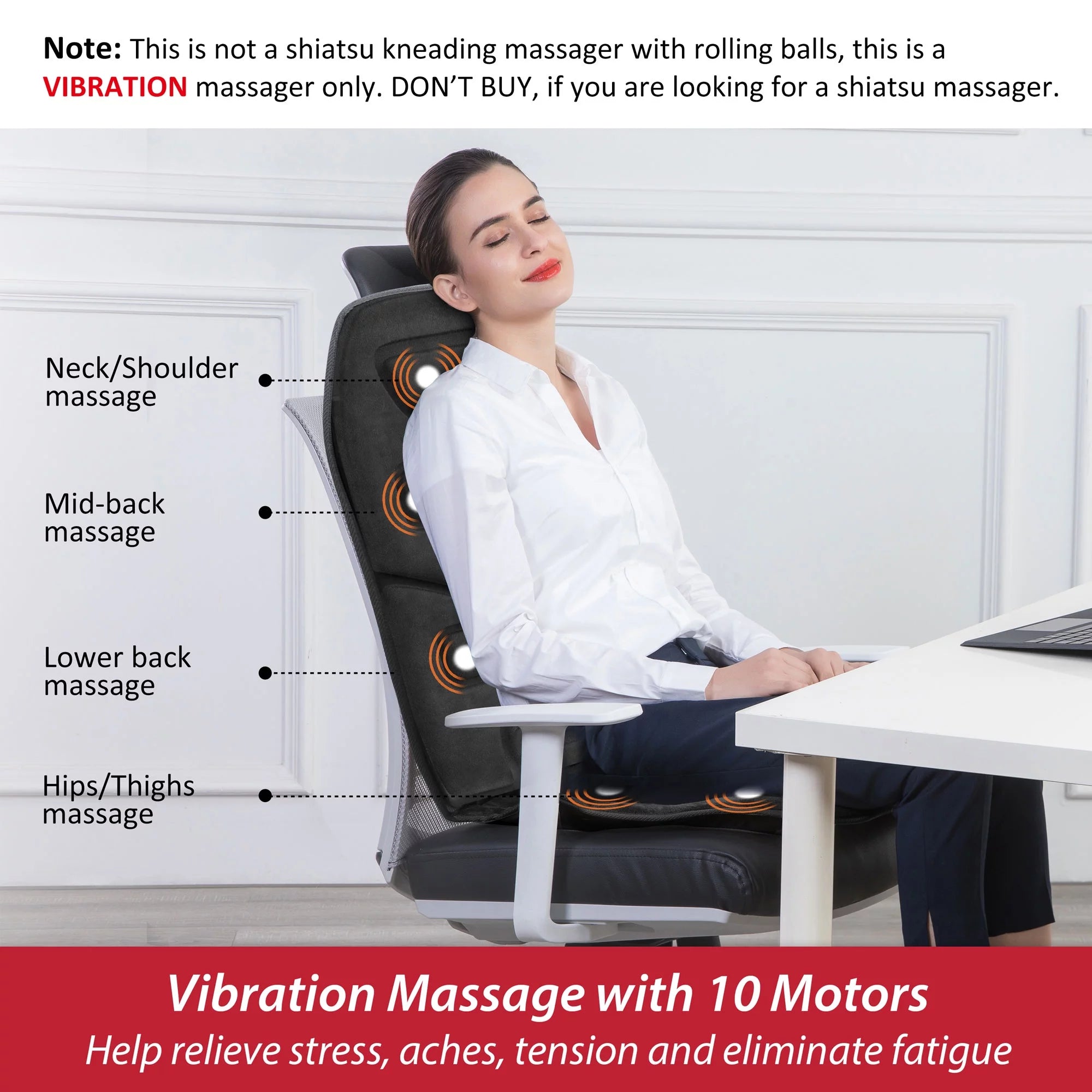 Motors Massage Seat Cushion with 3 Level Heating Pad, Back Massager Chair Pad, Father'S Day Gifts