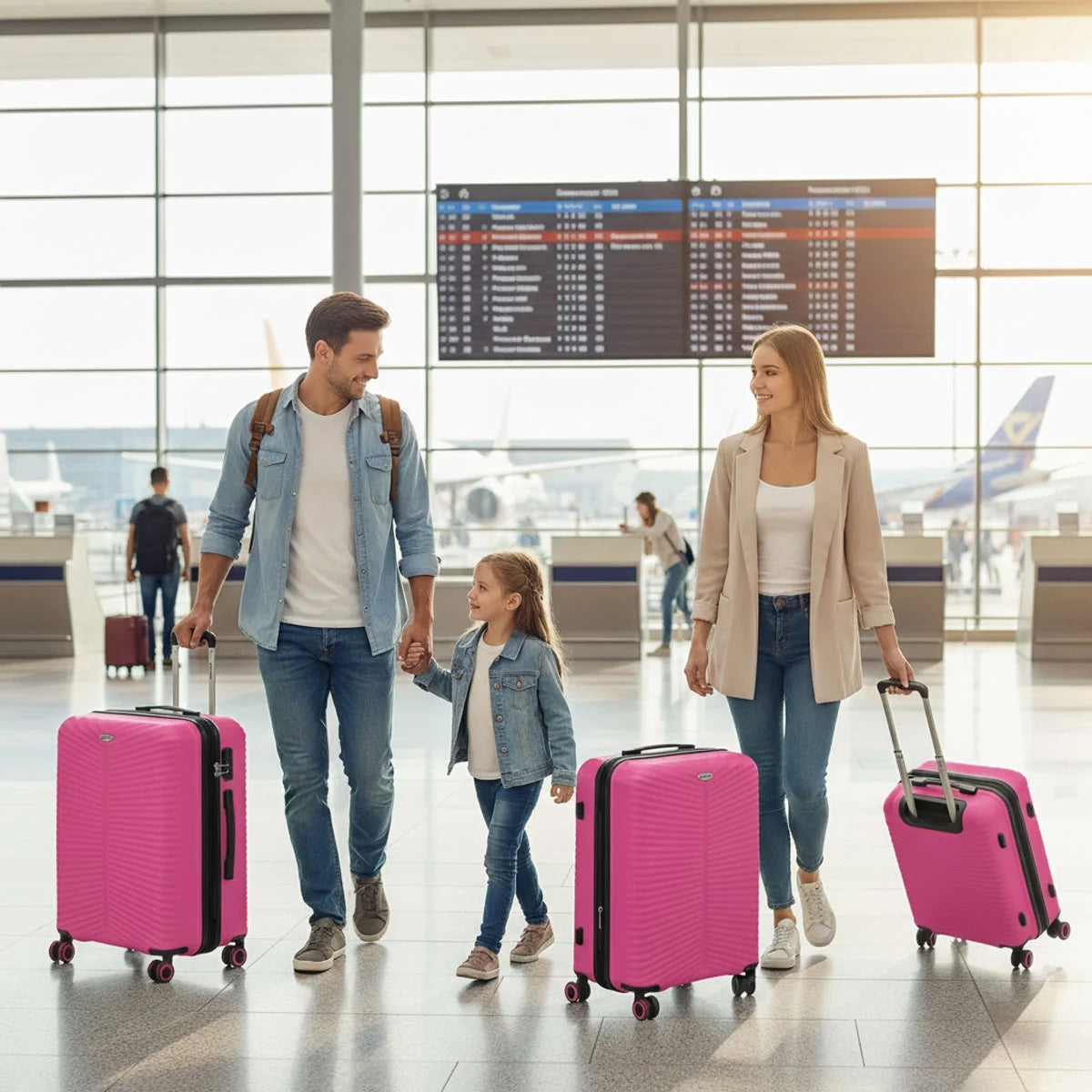 3 Piece Hardside Luggage Set Expandable Suitcase with Spinner Wheels,Lightweight Hardshell Suitcase Set 20In24In28In, Pink, SQ249