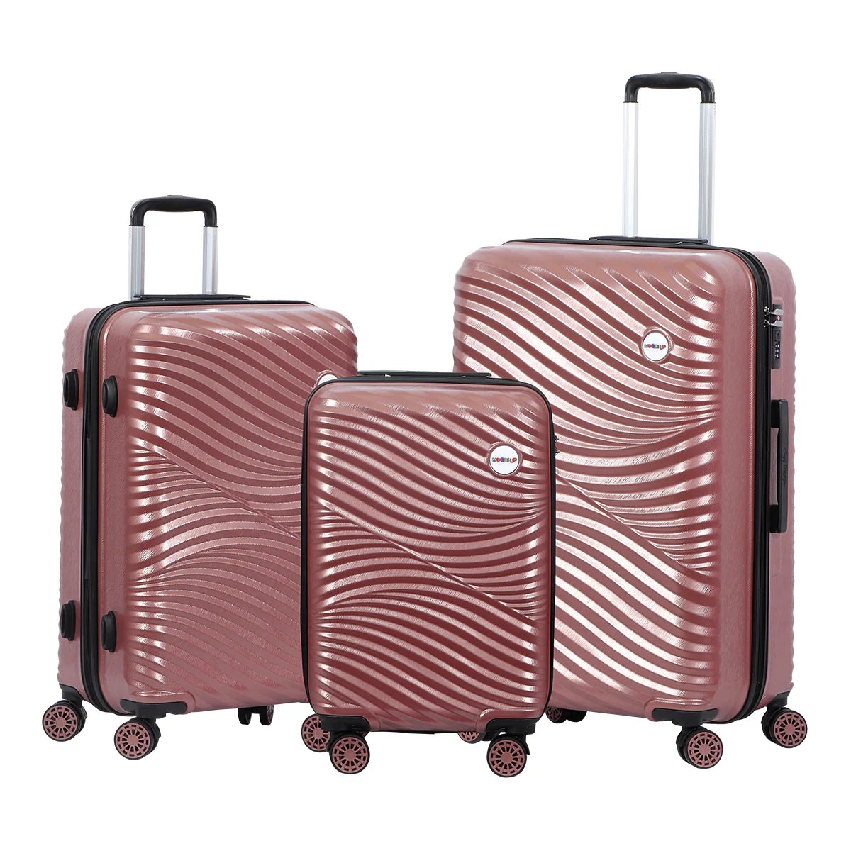 Biggdesign Moods up Hard Luggage Sets with Spinner Wheels, Rosegold, 3 Pcs.