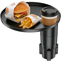 Car Cup Holder Tray with 360° Rotating Table – Multi-Purpose Center Console Organizer for Food, Drinks & Phone, Universal Car Accessory