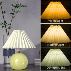 Ceramic Table Lamp with Pleated Shade