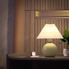 Ceramic Table Lamp with Pleated Shade