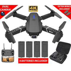 New RC Drone with 4K HD Dual Camera WIFI FPV Foldable Quadcopter +4 Battery Included