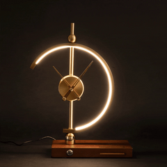 Modern and Multifunctional Curved LED Clock Lamp: Elegant Design + Wireless Phone Charging Base