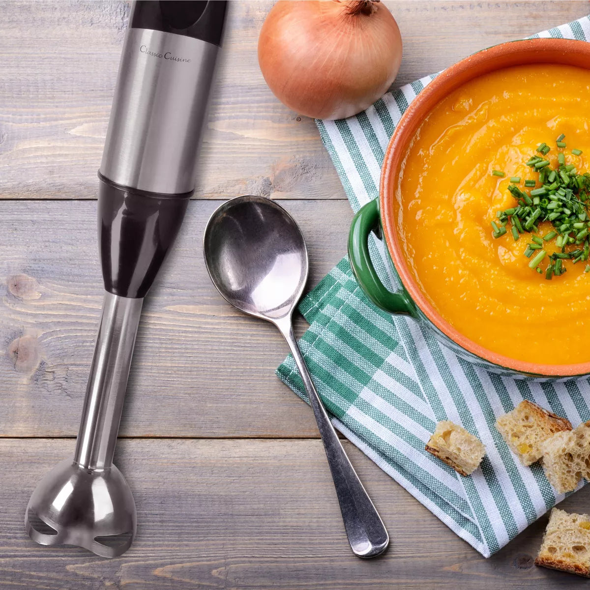Hastings Home 4-In-1 6-Speed Anti-Splash Immersion Blender with Attachment Set