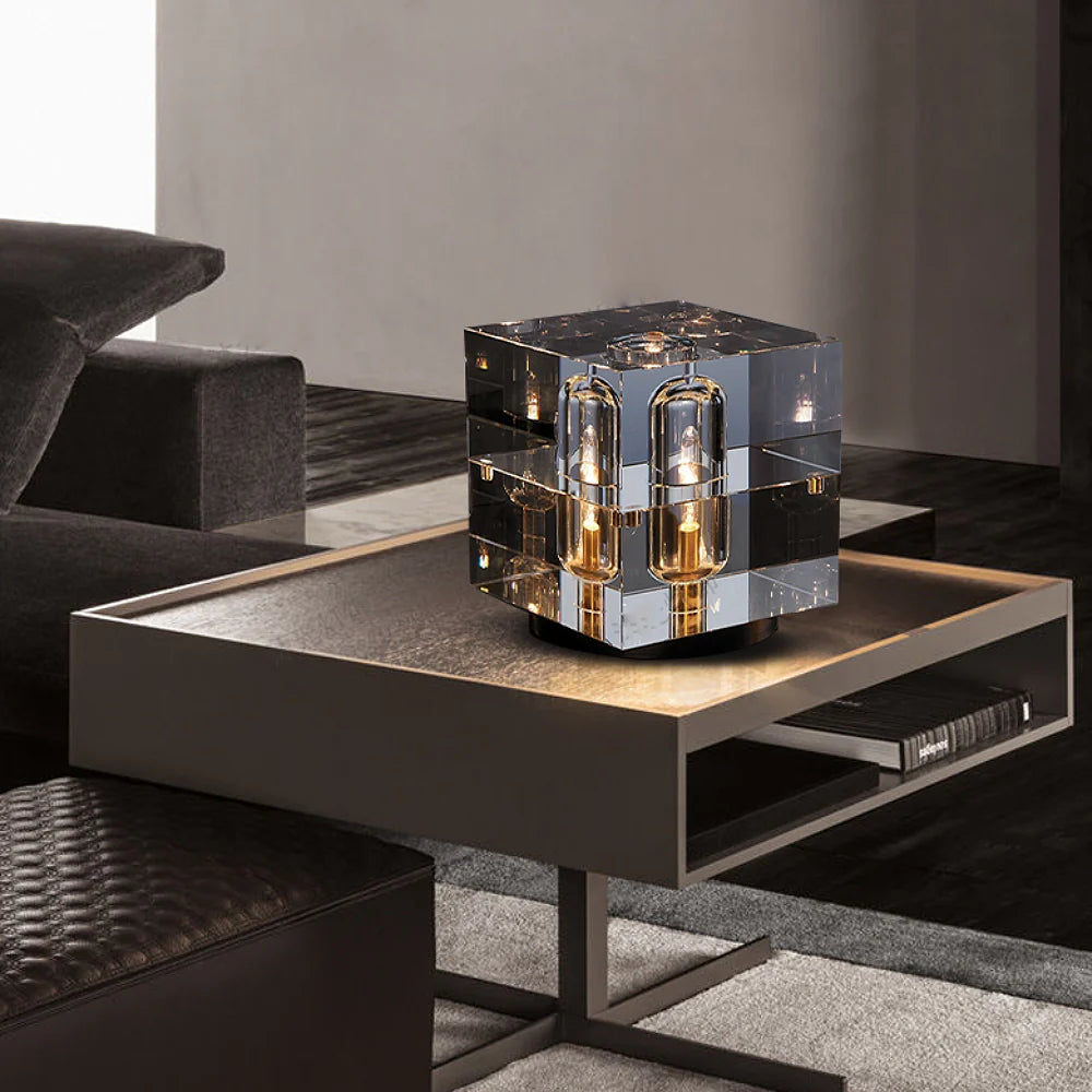 Postmodern Creative Square Crystal Bedside Table Lamp