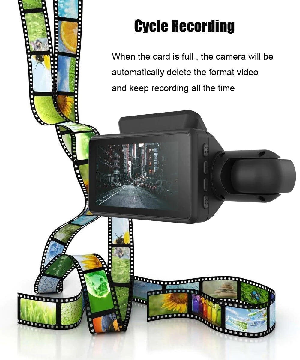 1080P Dual Lens Car DVR Dash Cam Video Recorder with G-Sensor - Front and Interior Cameras