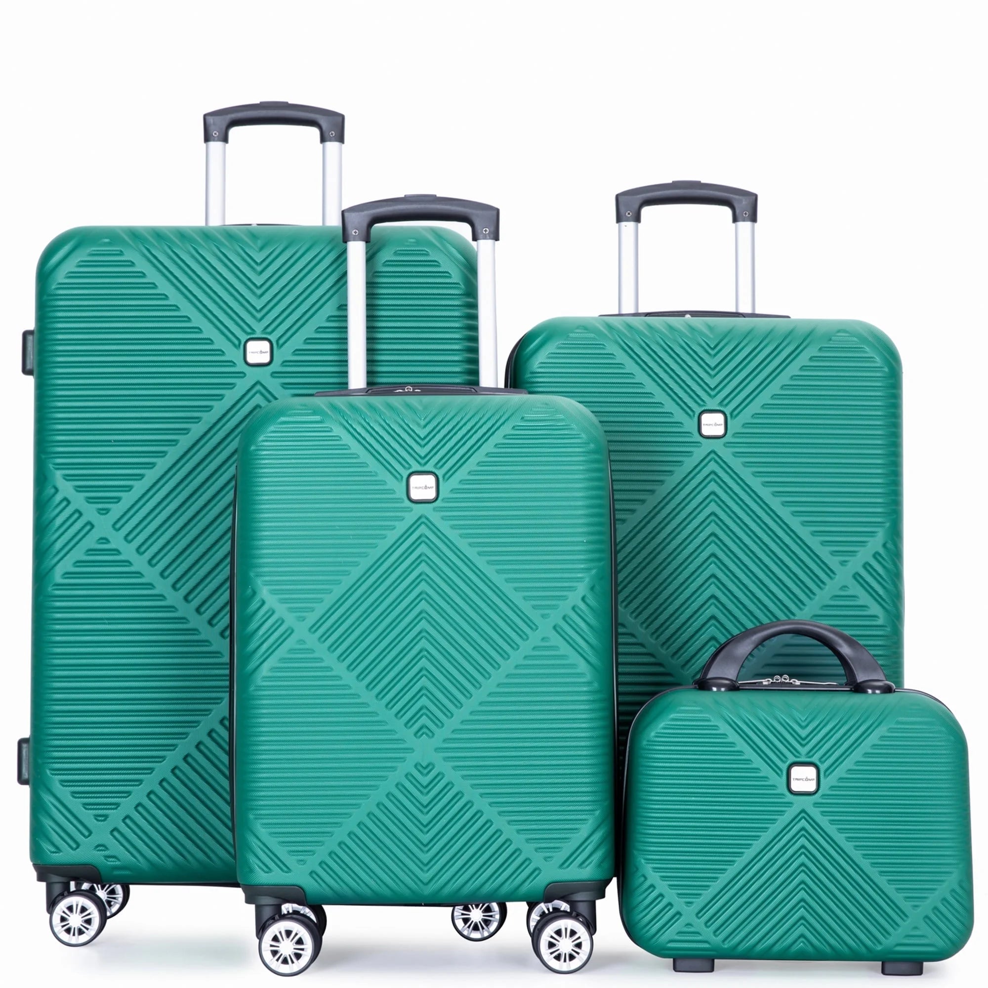 Luggage Sets 4 Piece Suitcase Set (14/20/24/28)Hardside Suitcase with Spinner Wheels Lightweight Carry on Luggage(Dark Green)