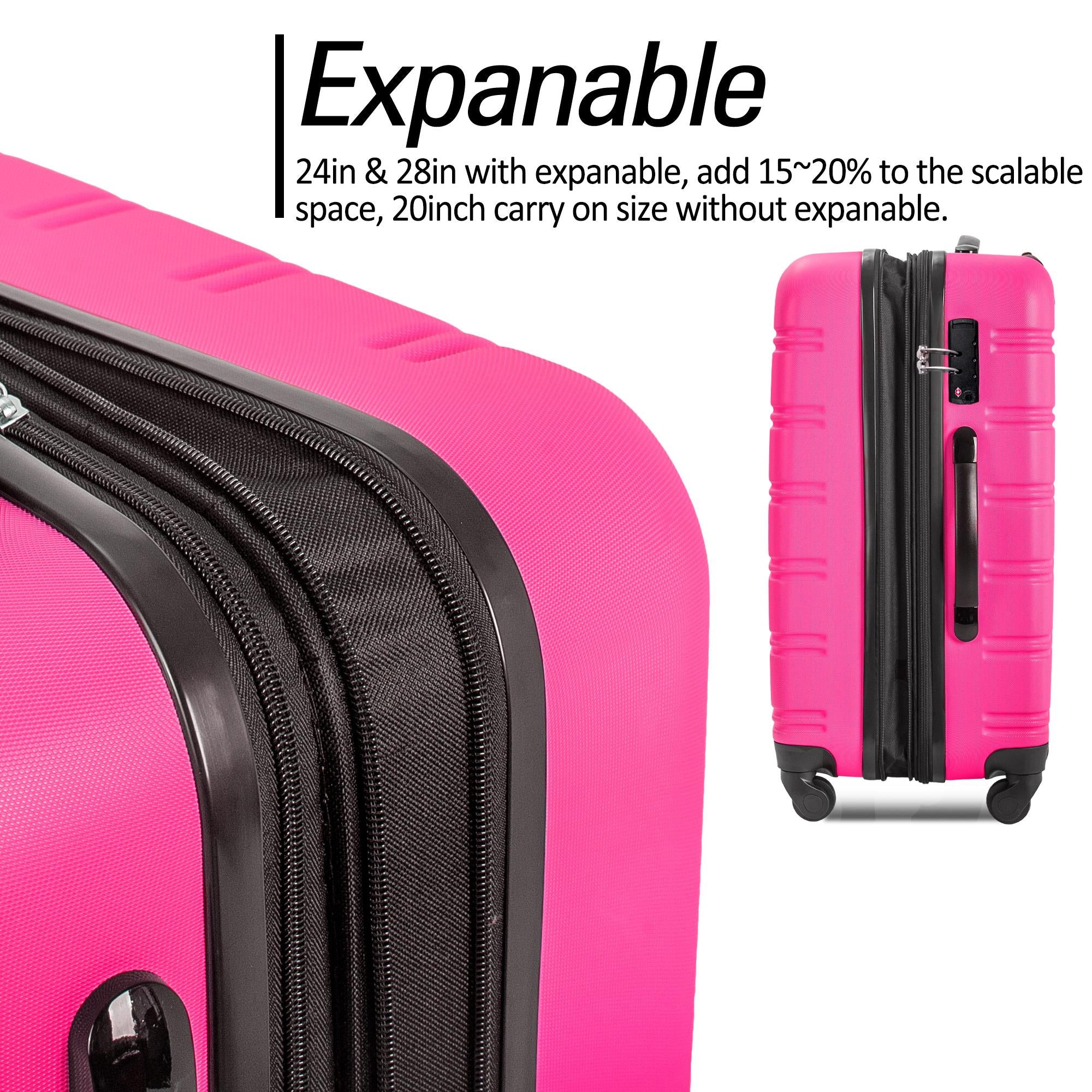 3 Piece Set of Suitcases, Hard Shell Trolley Cases with TSA Locks 20 Inches 24 Inches 28 Inches