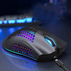 Ultralight Rechargeable Optical Cordless Gaming Mouse, RGB Backlit - 2.4G Wireless, Ergonomic - for PC & Mac