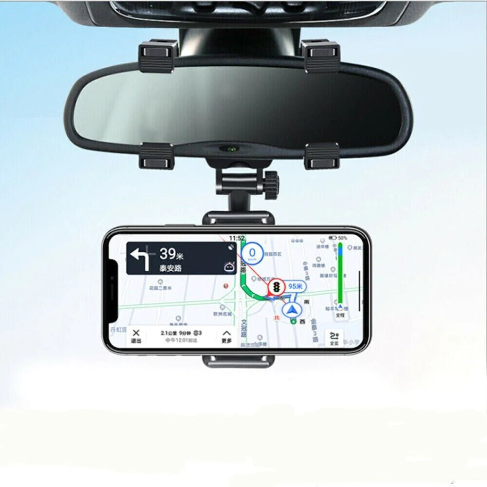 360-Degree Rotating Universal Car Rearview Mirror Mount for GPS and Cell Phones