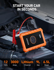 S8 Air Jump Starter with Air Compressor, 3000A Peak Car Battery Jump Starter Portable (9.0 Gas/6.5L Diesel) with 150PSI Cordless Auto-Shutoff Tire Inflator, 12V Battery Charger Booster(Orange)