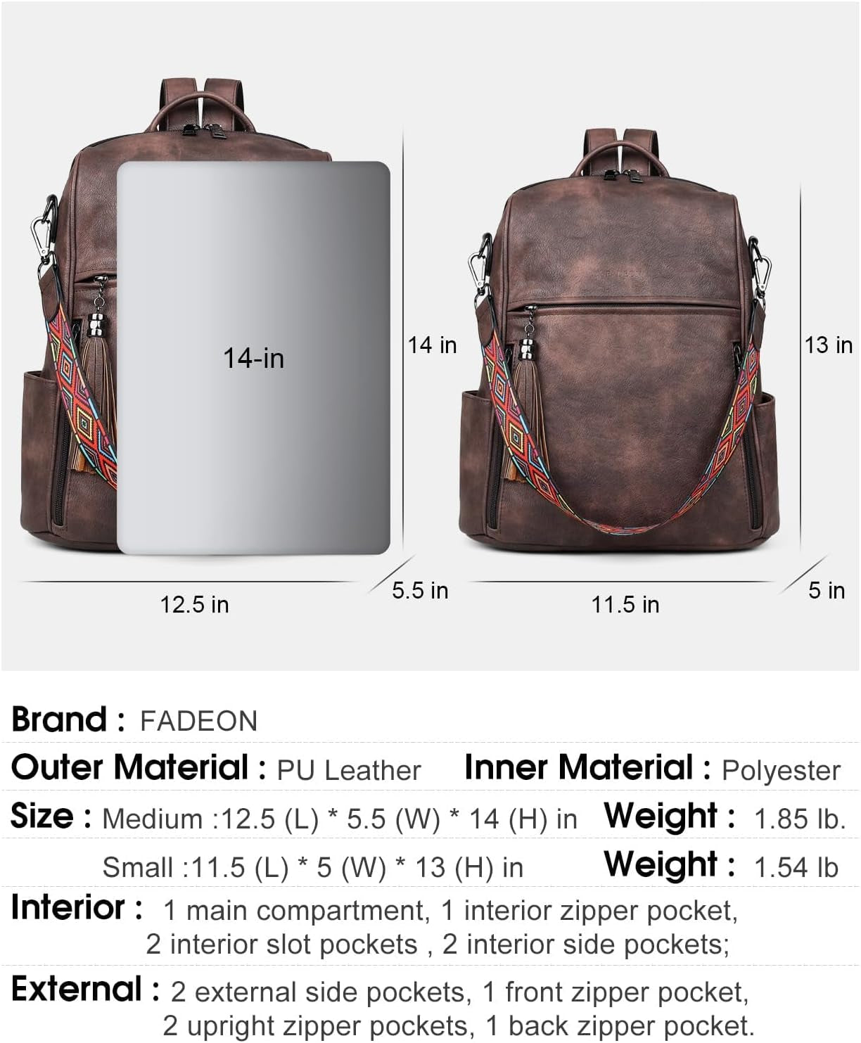 Designer PU Leather Backpack Purse for Women – Fashion Travel Shoulder Bag with Tassel