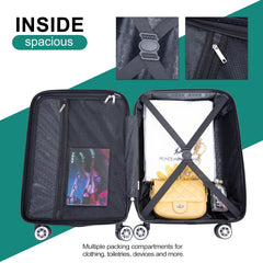 Luggage Sets 4 Piece Suitcase Set (14/20/24/28)Hardside Suitcase with Spinner Wheels Lightweight Carry on Luggage(Dark Green)