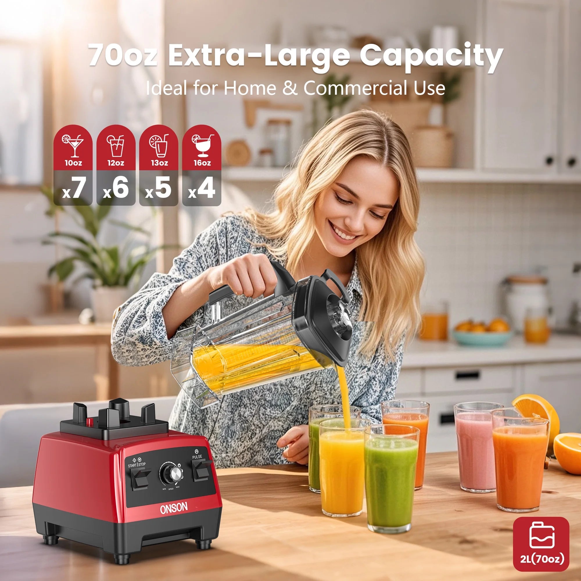 Smoothie Blender, 1800W High-Speed Countertop Blender, 70 Oz Bpa-Free Jar for Shakes, Smoothies, Frozen Drinks & Ice Crushing