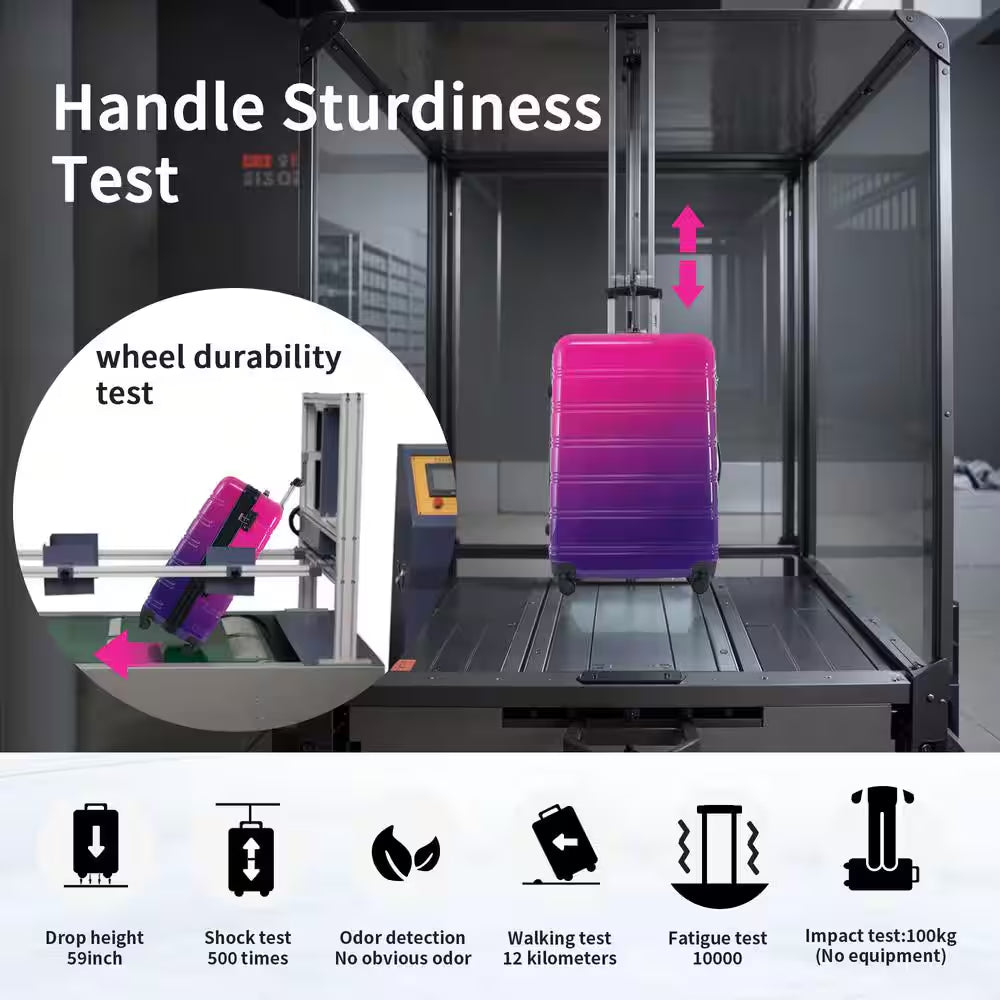 3-Piece Purple and Pink Gradient Hardside Spinner Luggage Set with TSA Lock (20/24/28 Inch)