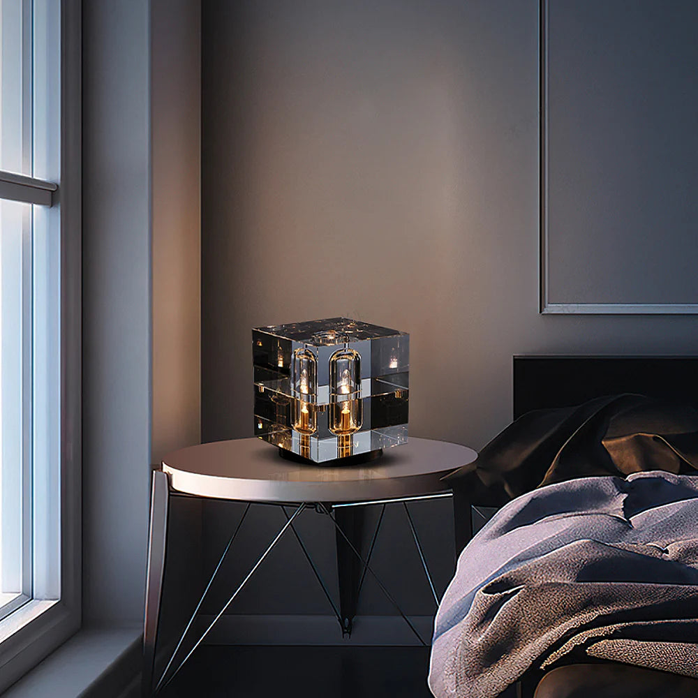 Postmodern Creative Square Crystal Bedside Table Lamp