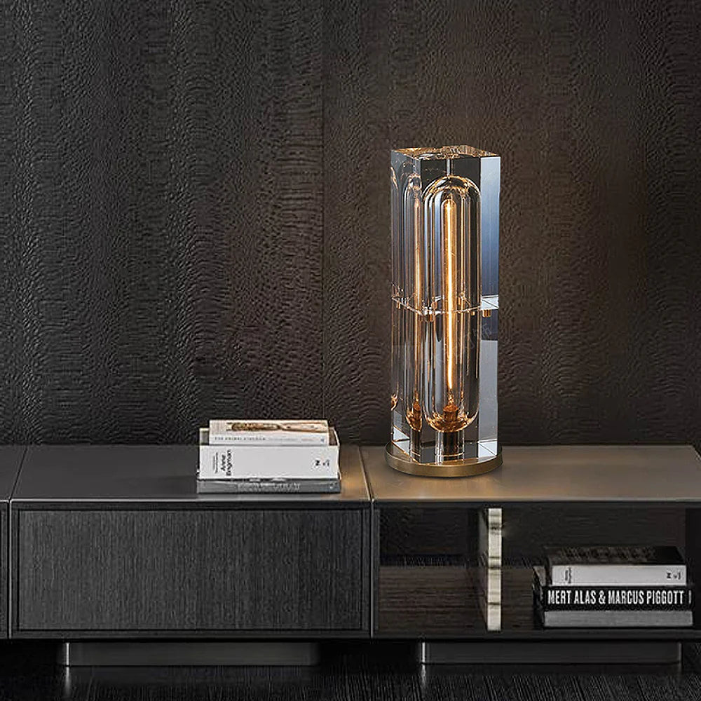 Postmodern Creative Square Crystal Bedside Table Lamp