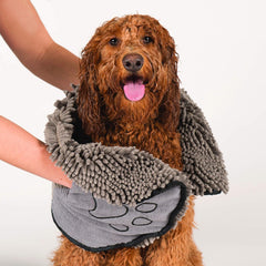 Shammy Dog Towels for Drying Dogs - Heavy Duty Soft Microfiber Bath Towel - Super Absorbent, Quick Drying, & Machine Washable - Must Have Dog & Cat Bathing Supplies | Grey 13X31