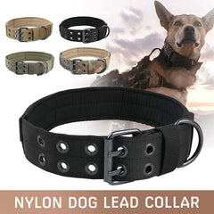 2" Wide Tactical Heavy Duty Nylon Large Dog Collar with Metal Buckle - K9 Military Style