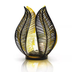 Waterproof Metal Palm Leaf Solar Lights for Outdoor Garden Decor, Black